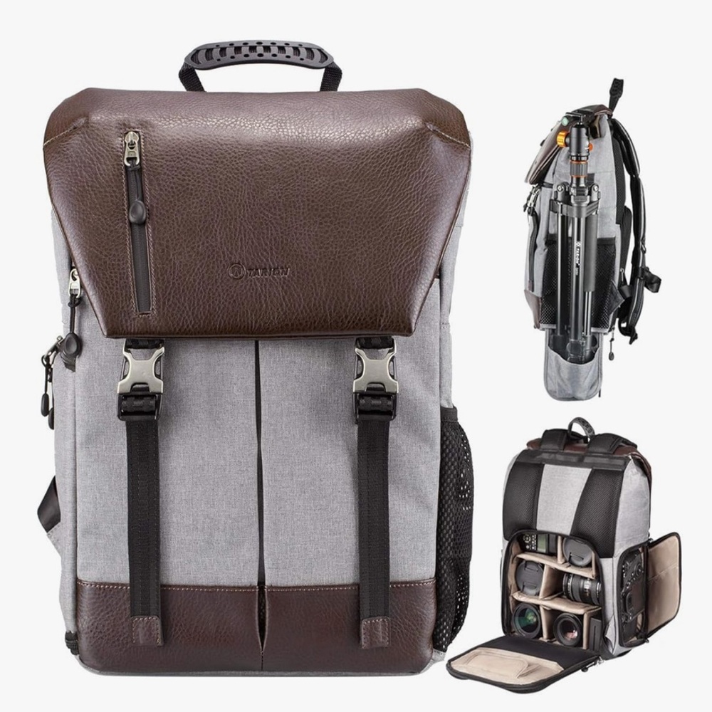 Brown and Gray Camera Backpack